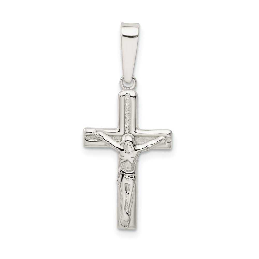 Sterling Silver Polished & Textured Crucifix Pendant