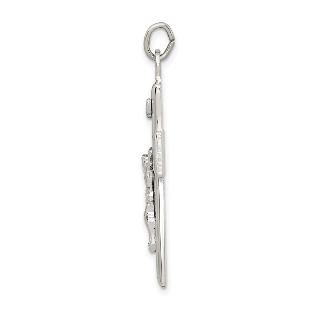 Sterling Silver Black Epoxy Inri Crucifix Pendant