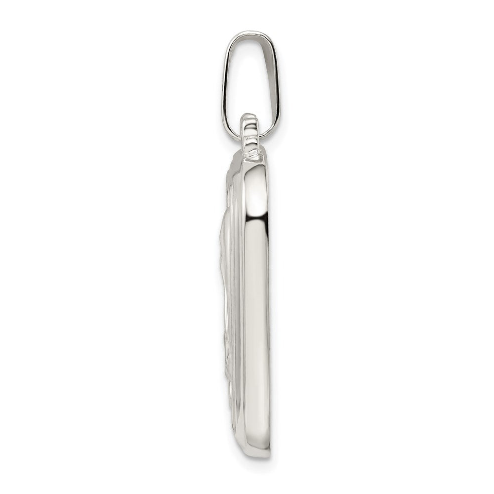 Sterling Silver Satin & Polished Mary W/Hail Prayer Pendant