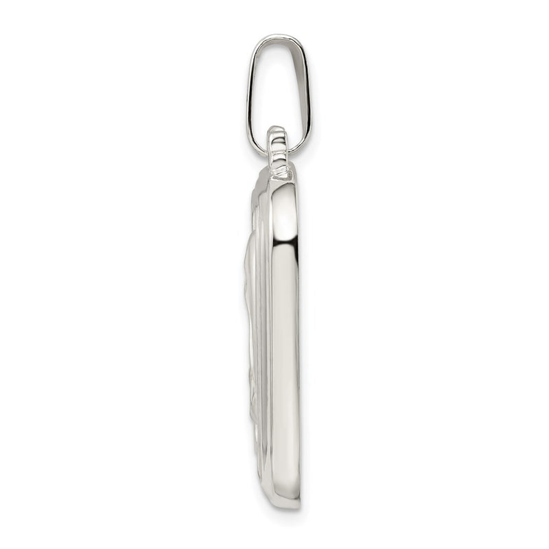 Sterling Silver Satin & Polished Mary W/Hail Prayer Pendant