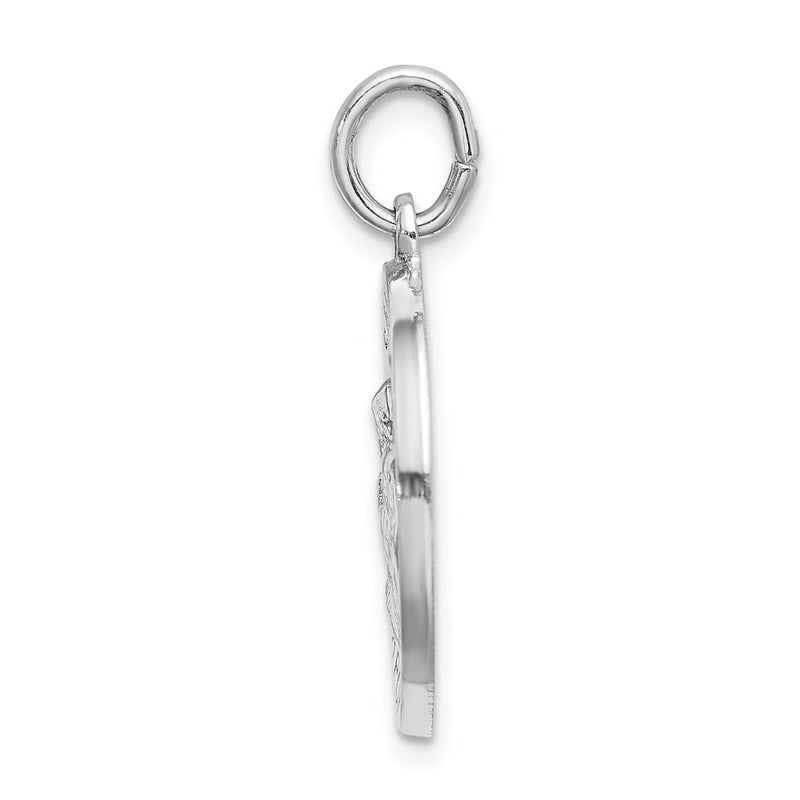 Sterling Silver Rhodium-Plated Spanish Saint Anne Medal Pendant
