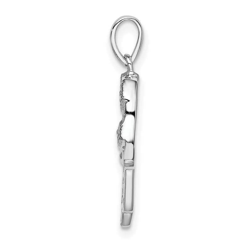 Sterling Silver Rhodium Black/White Cz Syn. Sapphire Chamseh Pendant