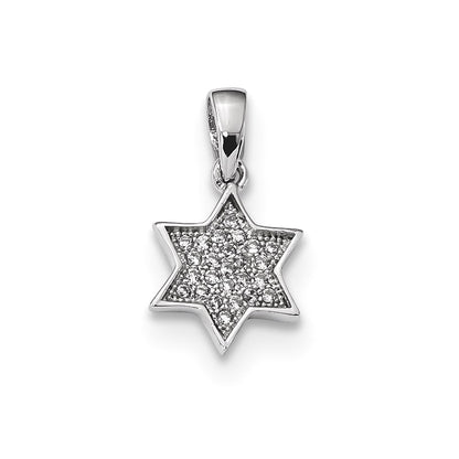 Sterling Silver Rhodium-Plated Cz Star Of David Pendant