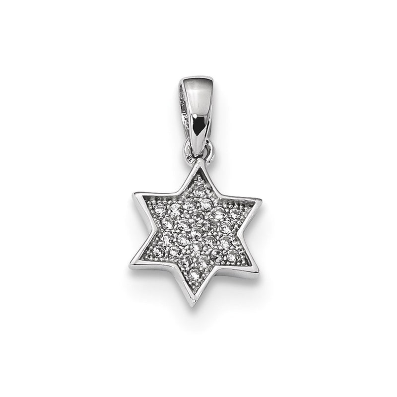 Sterling Silver Rhodium-Plated Cz Star Of David Pendant