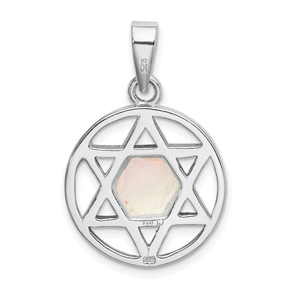 Sterling Silver Rhodium-Plated Mop Star Of David Pendant