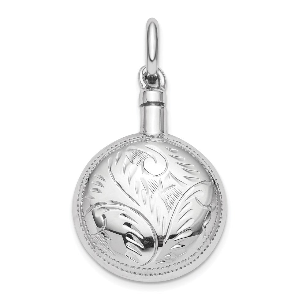 Sterling Silver Rh-Plated Polished Screw Top Ash Holder Pendant