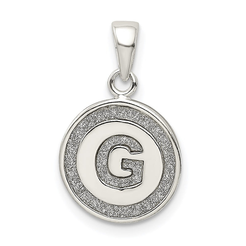 Sterling Silver Glitter Enamel Letter G Initial Circle Pendant