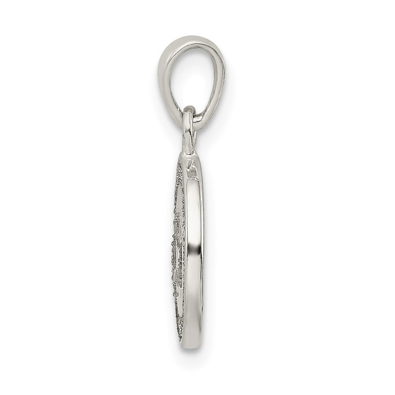 Sterling Silver Glitter Enamel Letter H Initial Circle Pendant