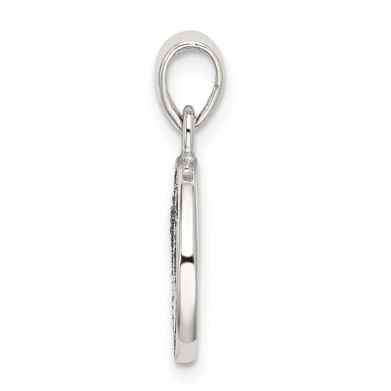 Sterling Silver Glitter Enamel Letter N Inital Circle Pendant