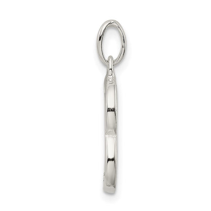 Sterling Silver Polished Glitter Enamel Letter B Initial Charm