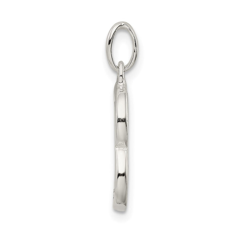 Sterling Silver Polished Glitter Enamel Letter B Initial Charm
