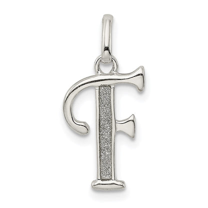 Sterling Silver Polished Glitter Enamel Letter F Initial Charm
