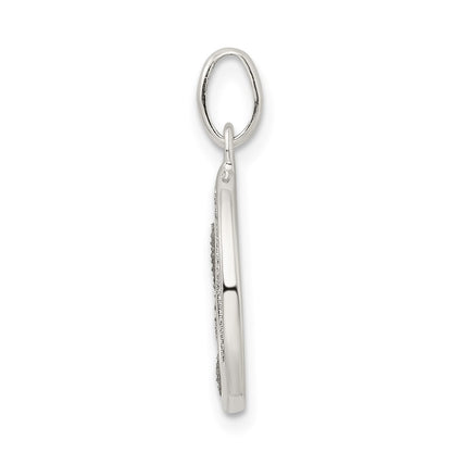 Sterling Silver Polished Glitter Enamel Letter O Initial Charm