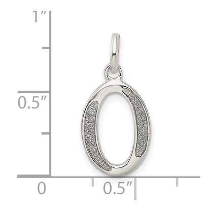 Sterling Silver Polished Glitter Enamel Letter O Initial Charm