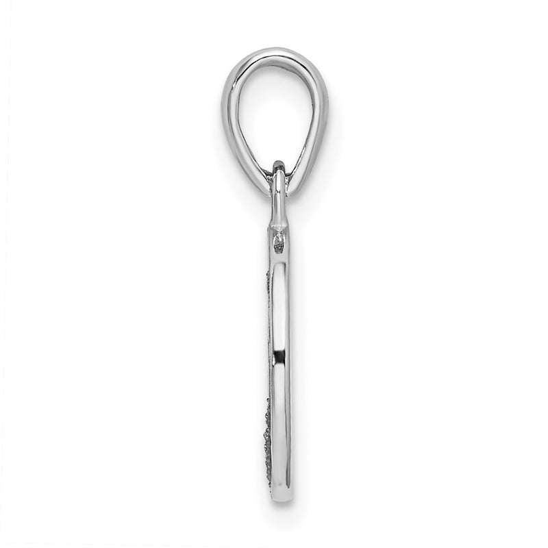 Sterling Silver Rhodium-Plated Enamel Glitter Fabric Mom Pendant