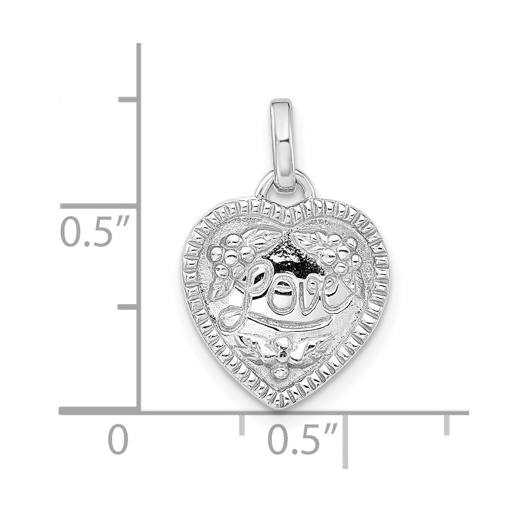 Sterling Silver Rhodium-Plated Polished Love Heart Pendant