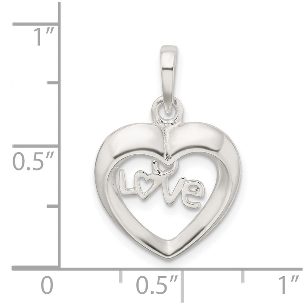 Sterling Silver Polished Love Heart Pendant