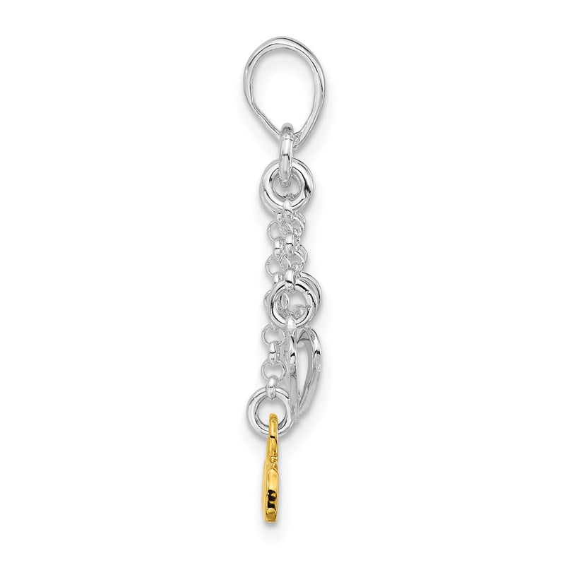 Sterling Silver & Gold-Tone Love And Hearts Dangle Pendant