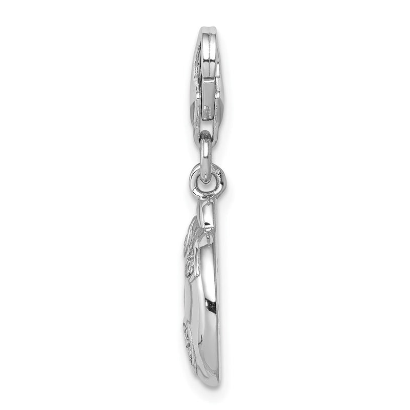 Sterling Silver Silber Rhodium-Plated Cz Ladybug With Lobster Clasp Charm