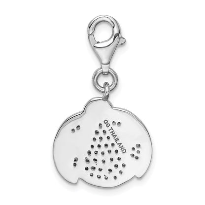 Sterling Silver Silber Rhodium-Plated Cz Ladybug With Lobster Clasp Charm