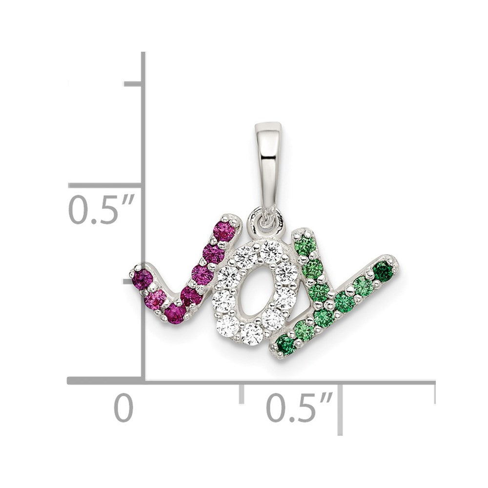 Sterling Silver Polished Red White & Green Cz Joy Pendant