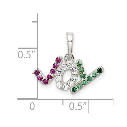 Sterling Silver Polished Red White & Green Cz Joy Pendant