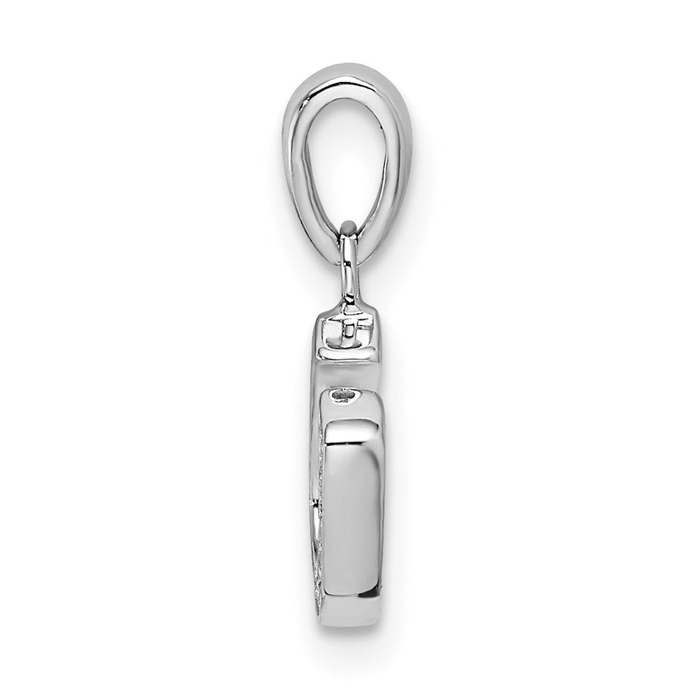 Sterling Silver Rhodium-Plated Cz Horseshoe Pendant