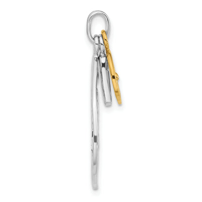Sterling Silver Rhodium & Gold-Tone Tree, Lucky Clover Pendant