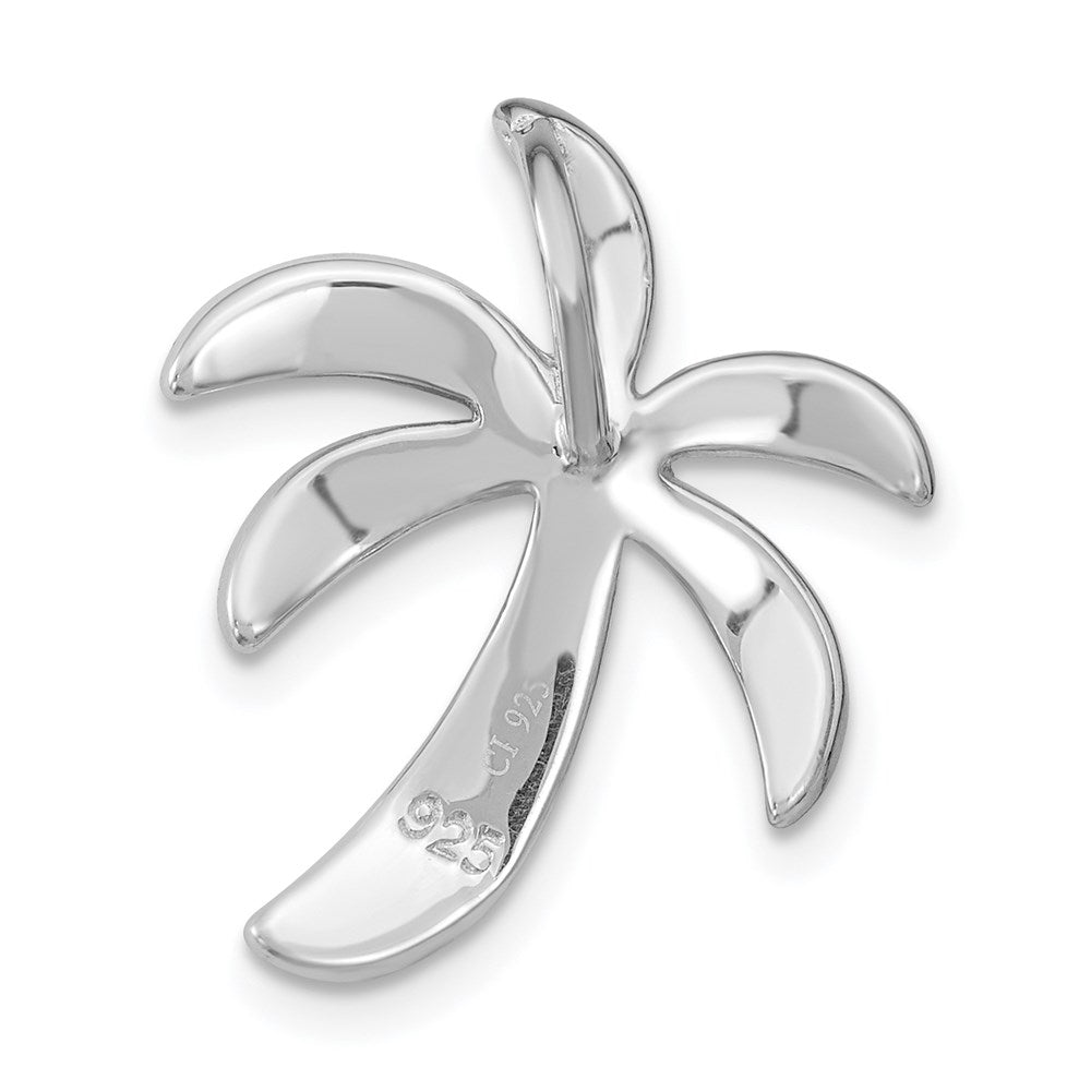 Sterling Silver Rhodium-Plated Created Abalone Palm Tree Slide
