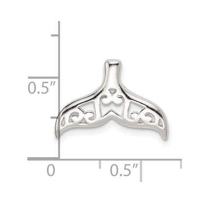 Sterling Silver Polished Filigree Whale Tail Chain Slide