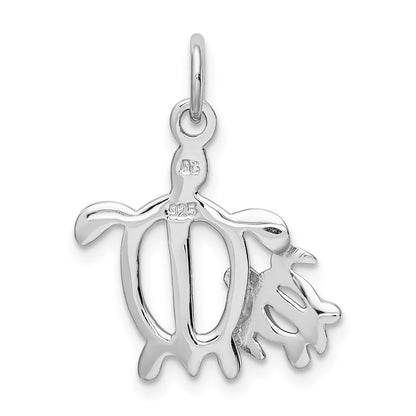 Sterling Silver Rhodium-Plated Turtles Pendant