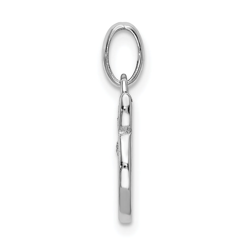 Sterling Silver Rhod-Plated Polished Enamel & Glitter Fabric Apple Charm