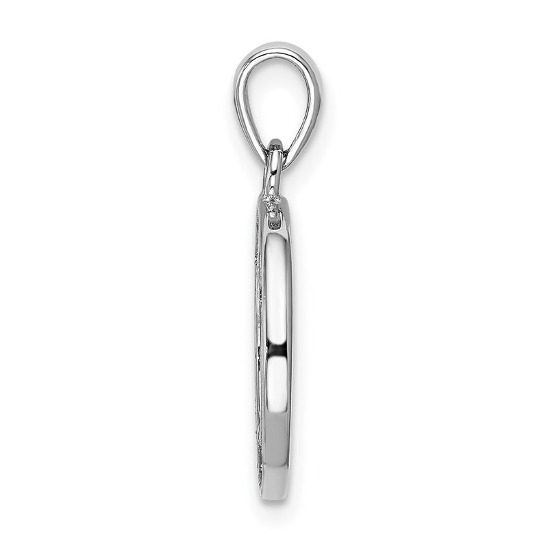 Sterling Silver Rhodium-Plated Enamel Glitter Fabric Apple Cut-Out Pendant