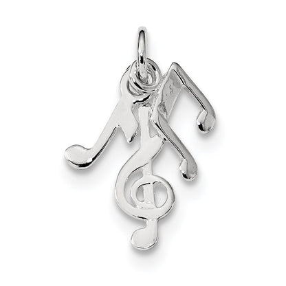 Sterling Silver Rhod-Plated Polished Music Notes Charm