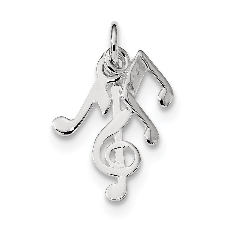 Sterling Silver Rhod-Plated Polished Music Notes Charm