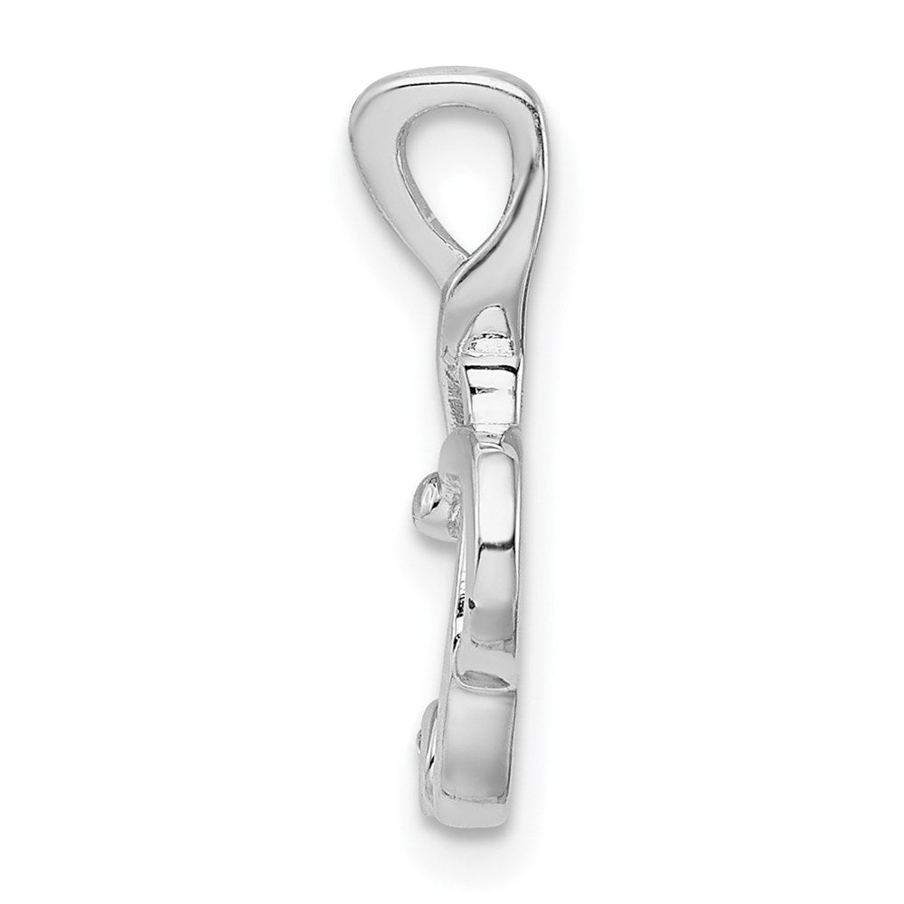 Sterling Silver Rhodium-Plated Cz Treble Clef Slide