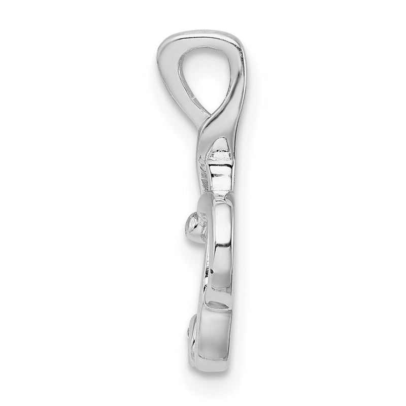 Sterling Silver Rhodium-Plated Cz Treble Clef Slide
