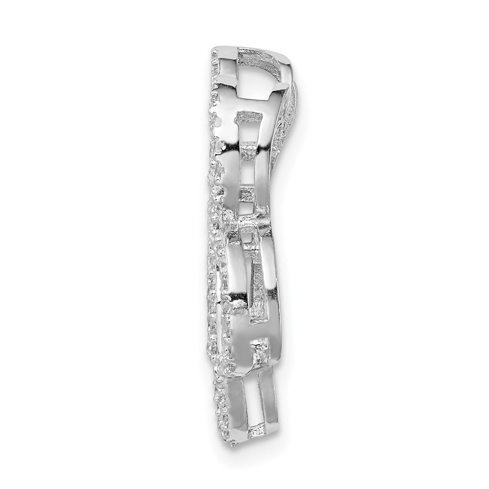 Sterling Silver Rhodium-Plated Cz Paw Print Slide
