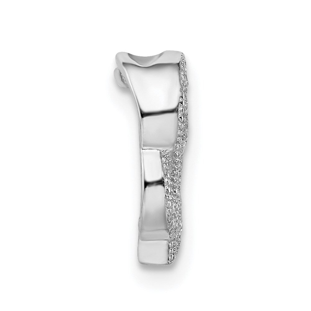 Sterling Silver Rhodium-Plated Cz Elephant Slide Pendant