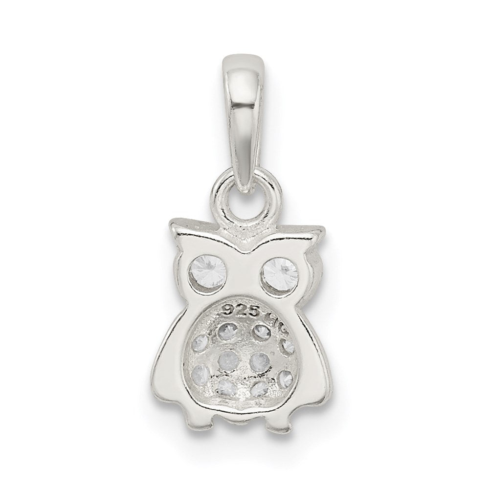 Sterling Silver Cz Owl Pendant