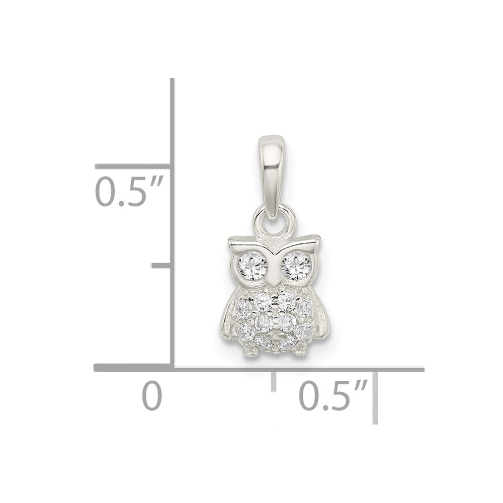 Sterling Silver Cz Owl Pendant