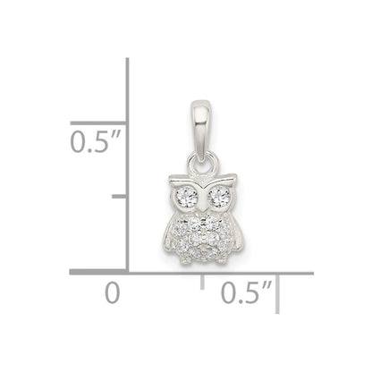 Sterling Silver Cz Owl Pendant