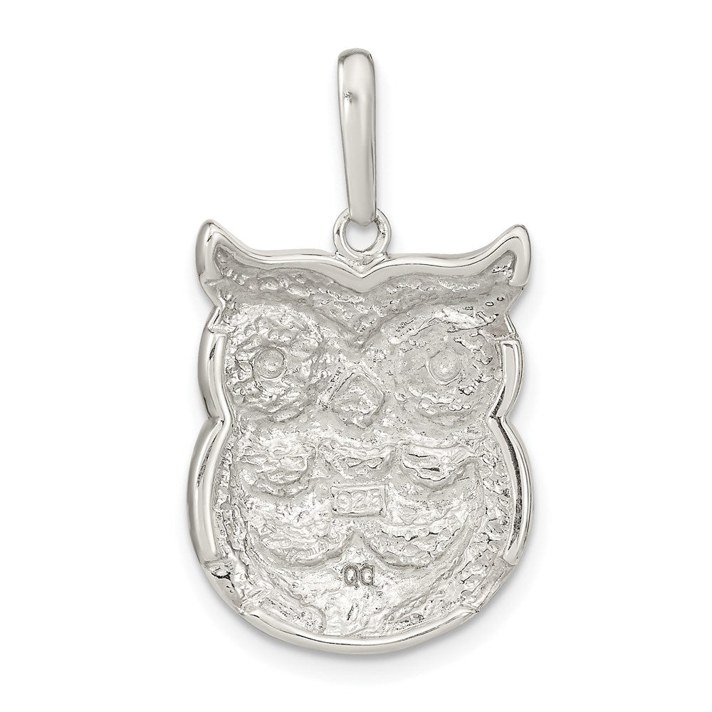 Sterling Silver Mop And Onyx Owl Pendant