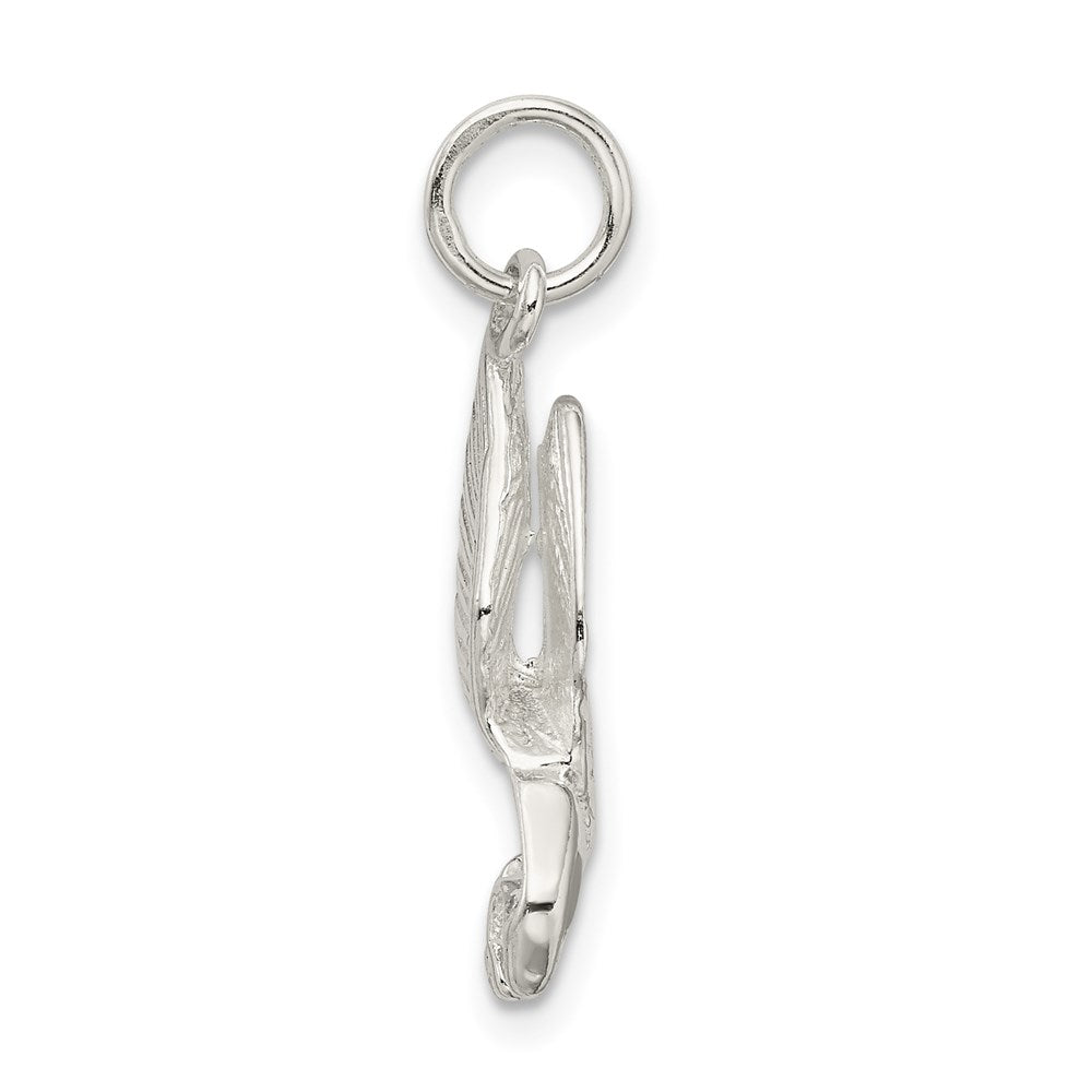 Sterling Silver Polished And Diamond-Cut Eagle Pendant