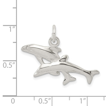 Sterling Silver Dolphins Charm