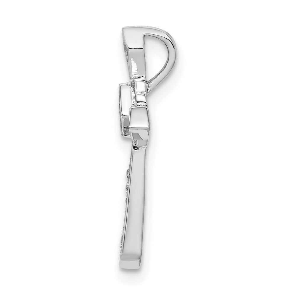 Sterling Silver Rhodium-Plated Cz Cross Chain Slide