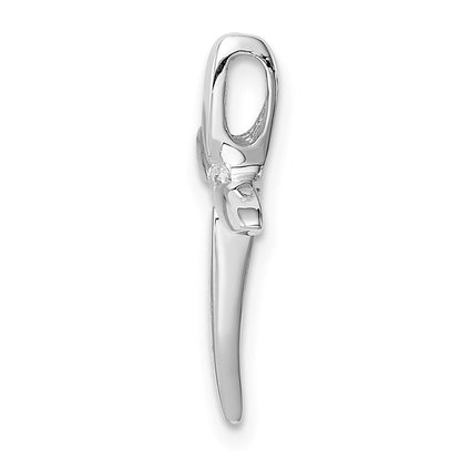 Sterling Silver Rhodium-Plated Center Cz Passion Cross Chain Slide