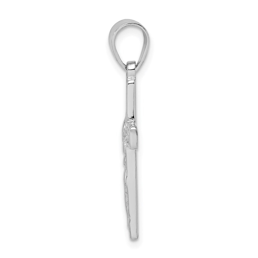 Sterling Silver Rhodium-Plated Polished Crucifix Pendant