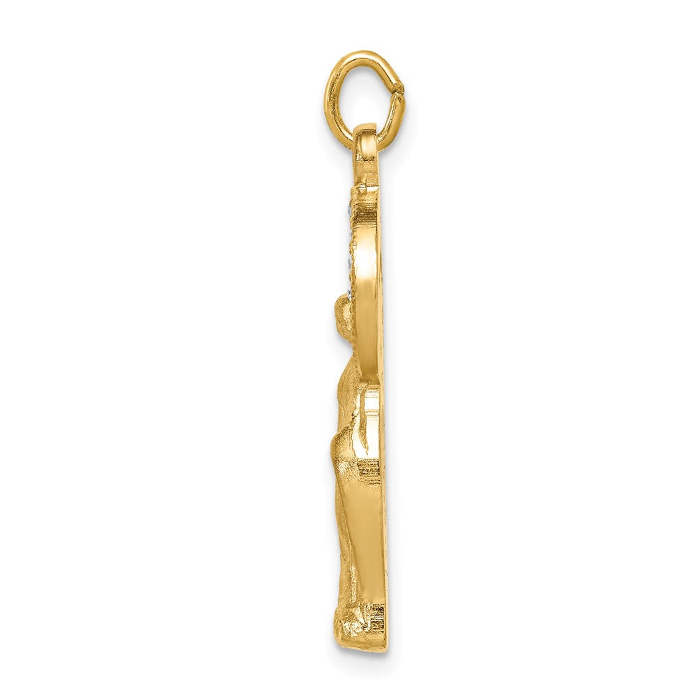 Sterling Silver Gold Tone & Cz Miraculous Medal Pendant