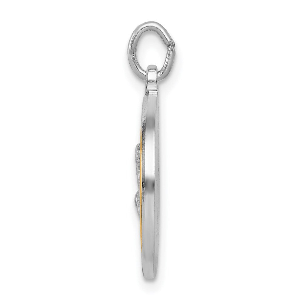 Sterling Silver Rhodium-Plated & Gold Tone St Peregrine Medal
